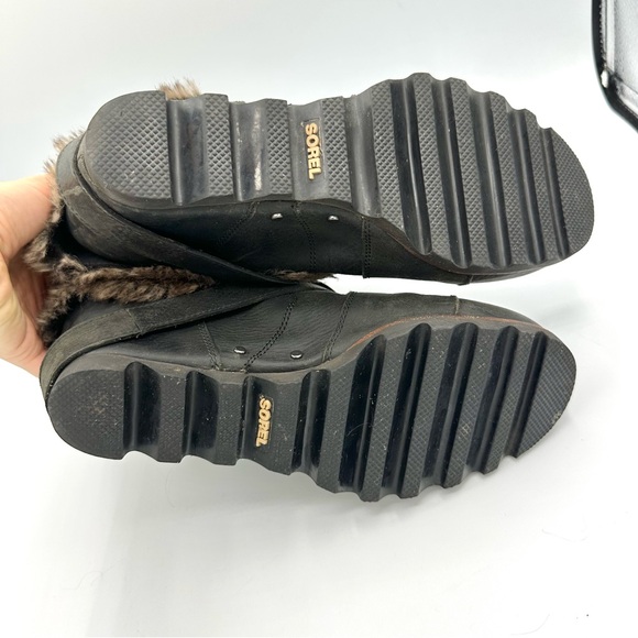 SOREL Joan Of Arctic Faux Fur Trim Wrap Strappy Wedge Convertible boots leather - Picture 10 of 11